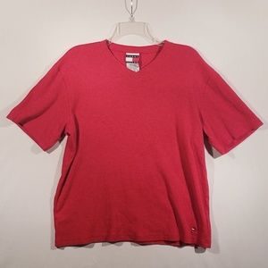 Vintage Tommy Hilfiger red v-neck ribbed medium